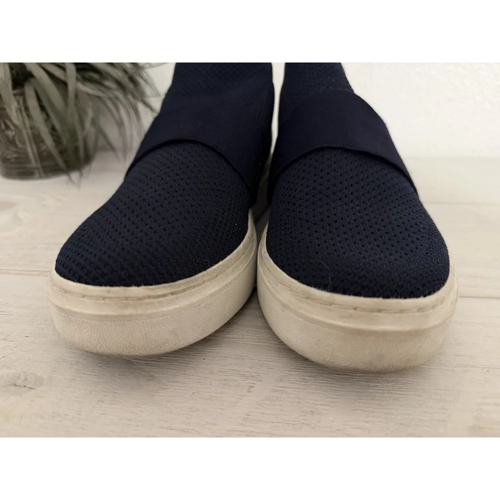 Eileen Fisher Platform Sneakers Women Size‎ 8.5 Navy Stretch Knit Fit Pari Mesh